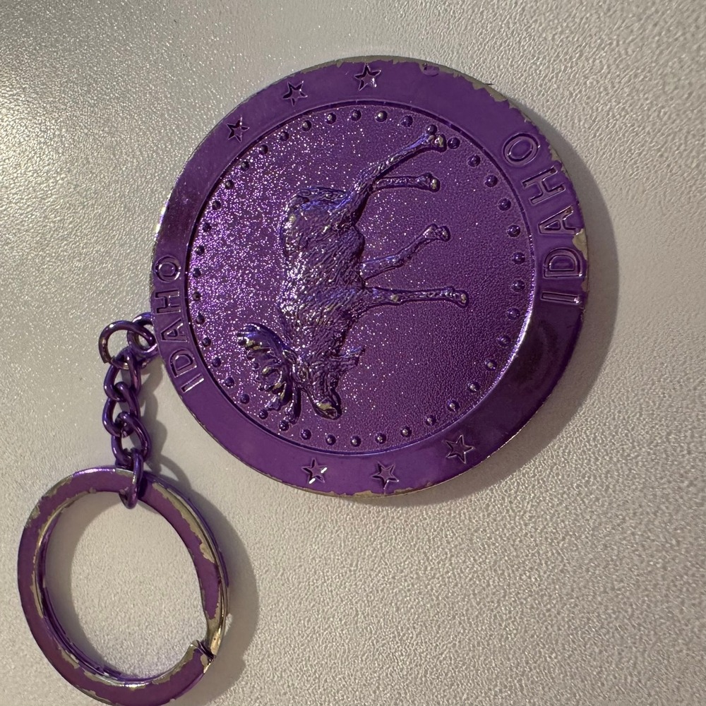 Idaho Souvenir Keychain‎ Purple Moose and Stars Novelty Charm Gift